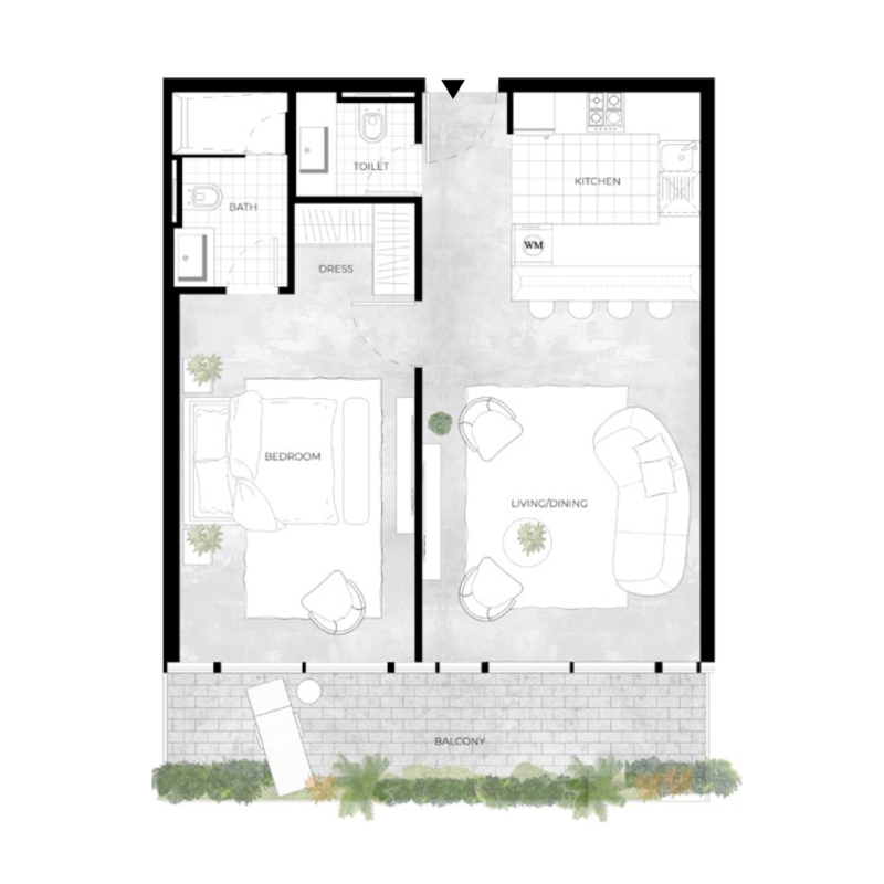 1 bedroom plan