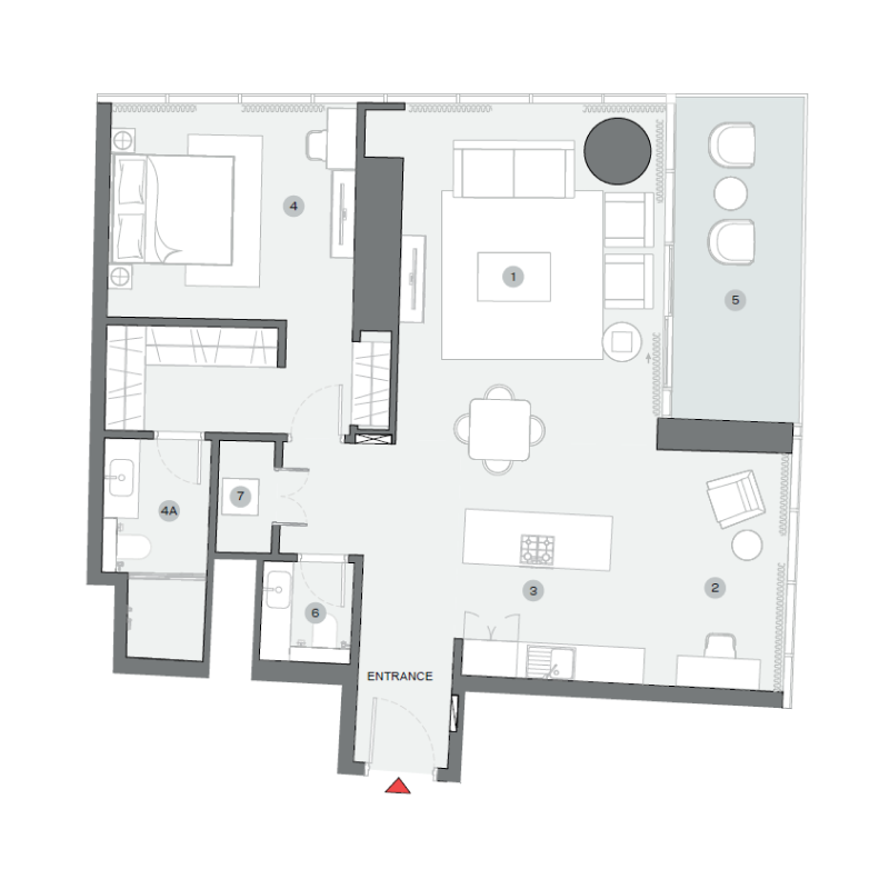1,5 bedroom plan