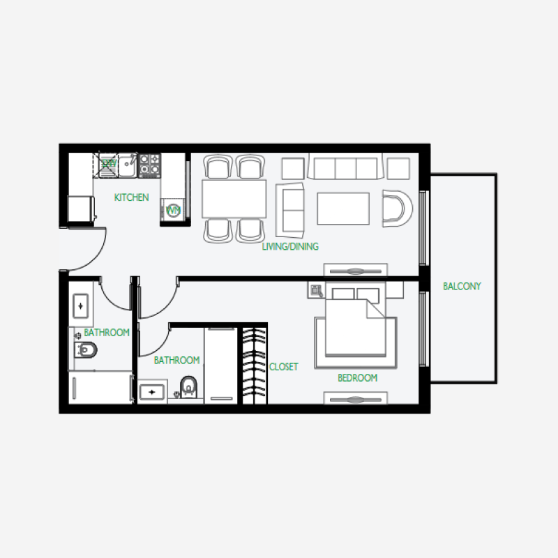 1 bedroom plan