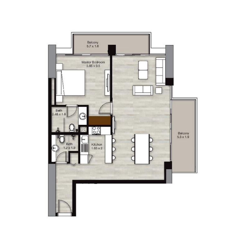 1 bedroom plan