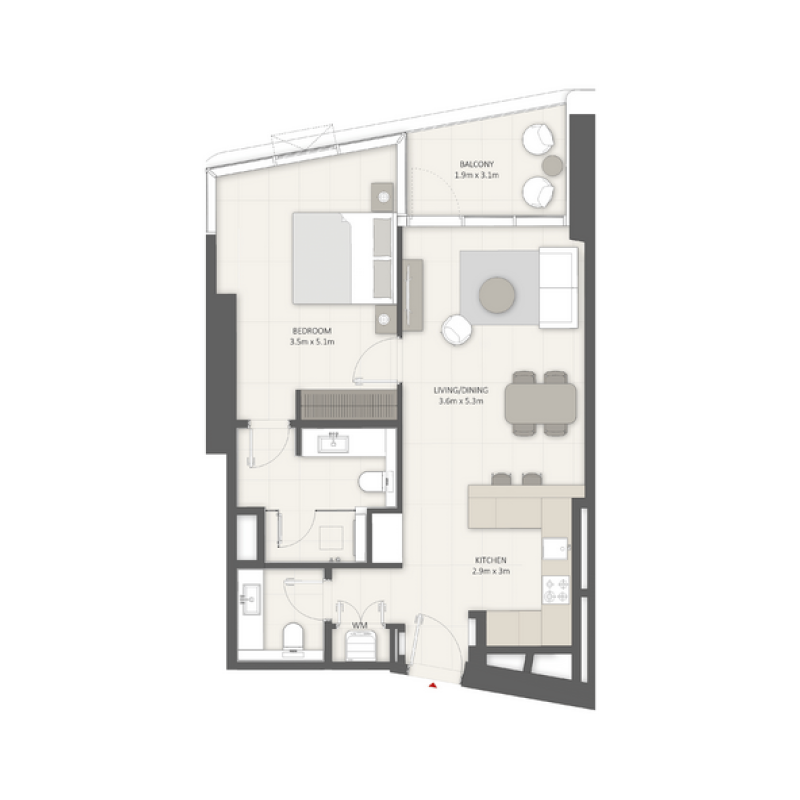 1 bedroom plan