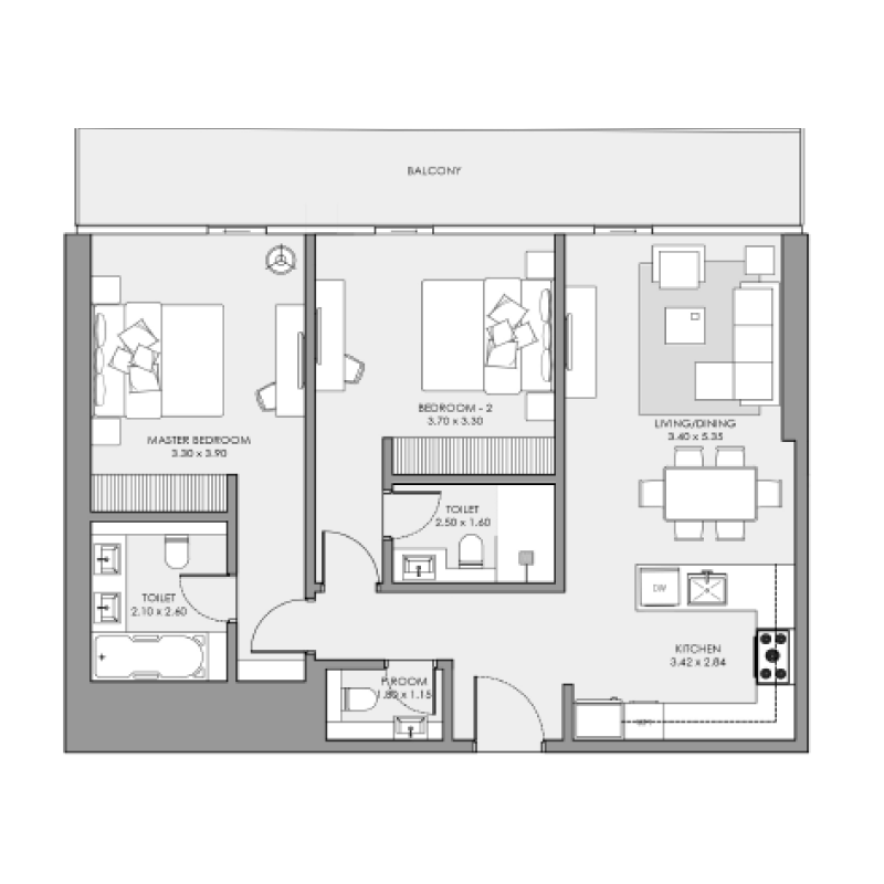 2 bedroom plan