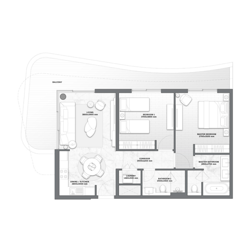 2 bedroom plan