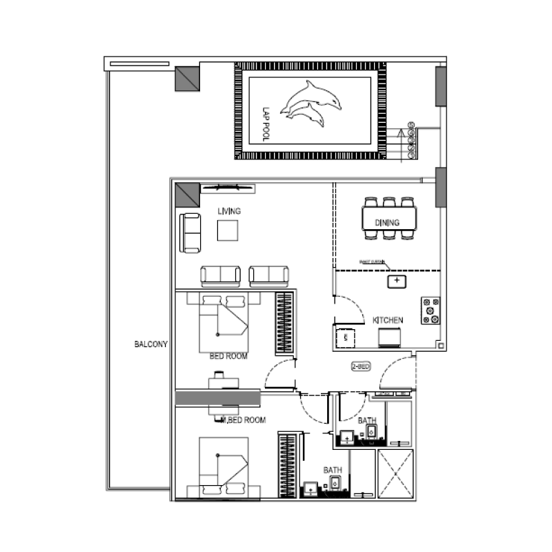 2 bedroom + Pool plan