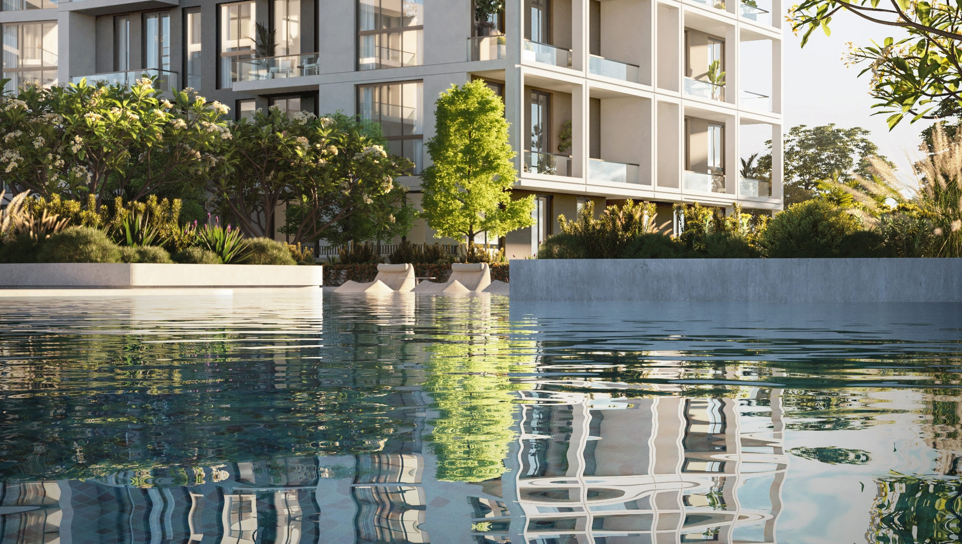 Unwind in an infinity pool overlooking the lush Community Park amenity image