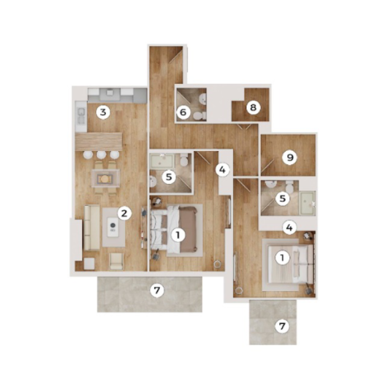 2 bedroom plan