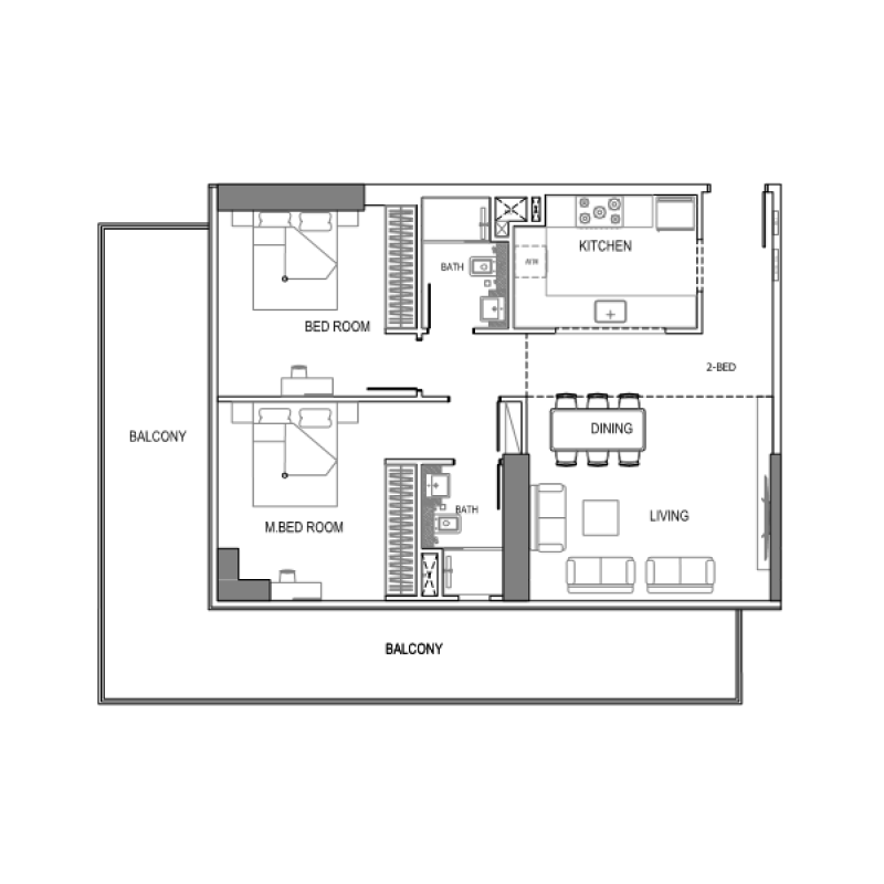 2 bedroom plan