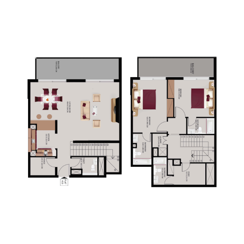 2 Bedroom Duplex plan
