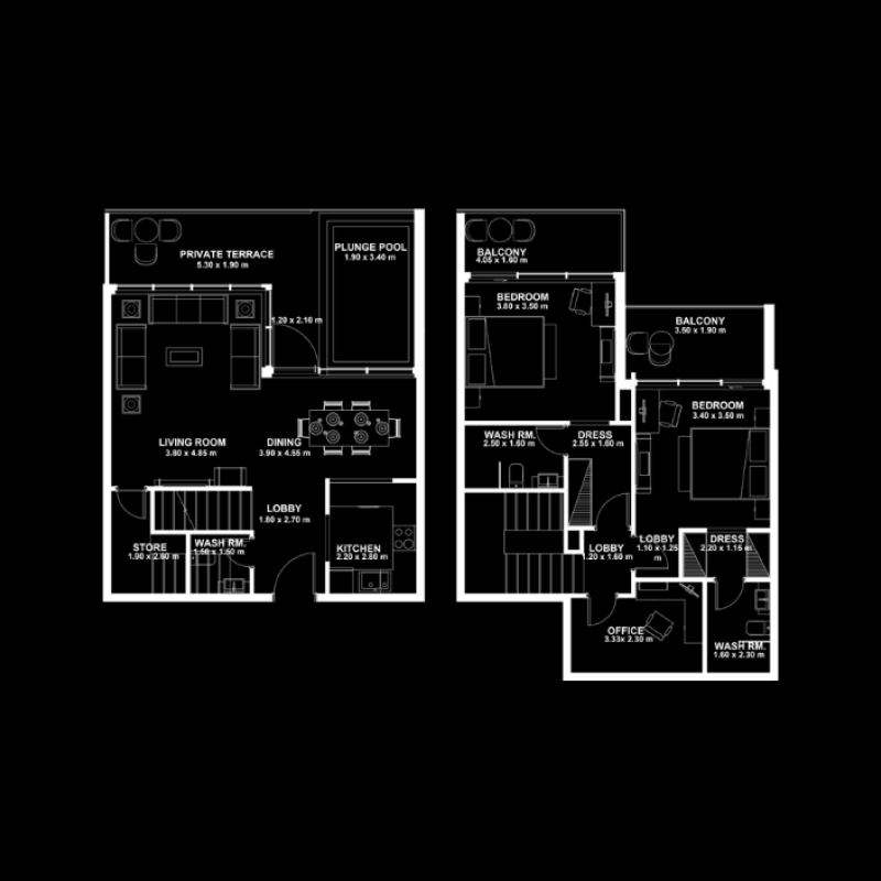 2 Bedroom Duplex plan