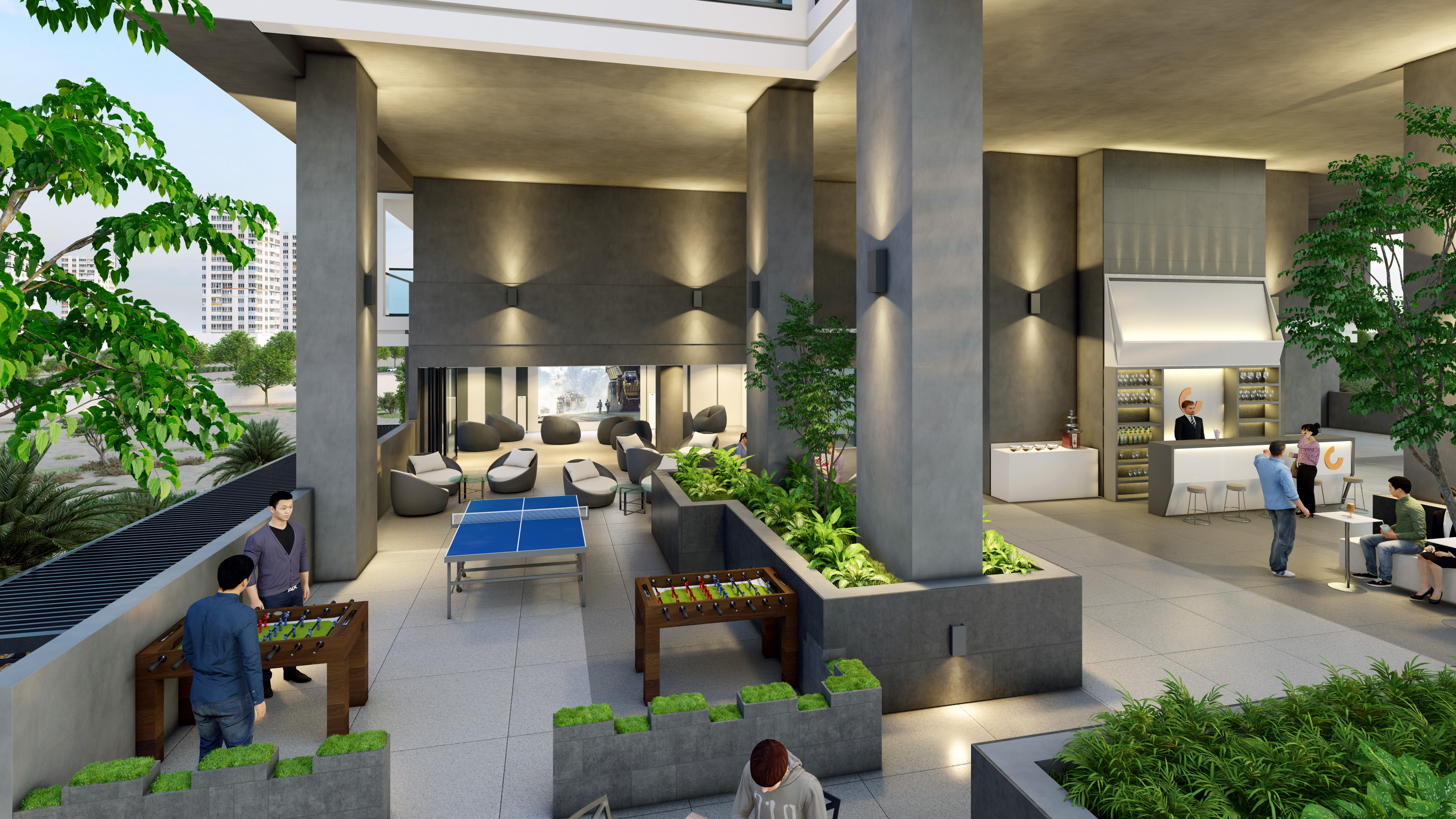 Game Zone with ping pong, foosball and social areas amenity image