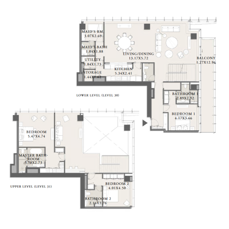 3 Bedroom Duplex plan