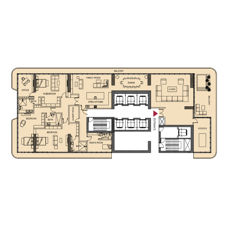 3 bedroom penthouse plan