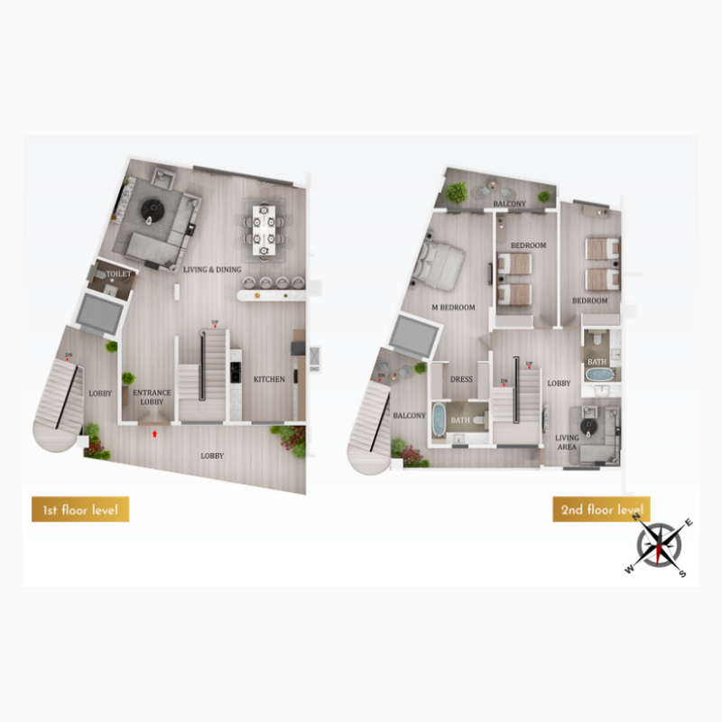 3 bedroom duplex plan