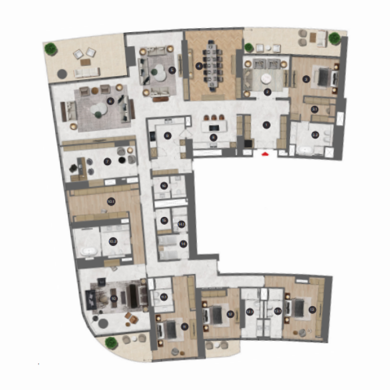 5 bedroom penthouse plan