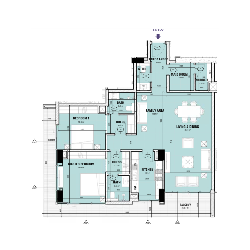 2 bedroom plan
