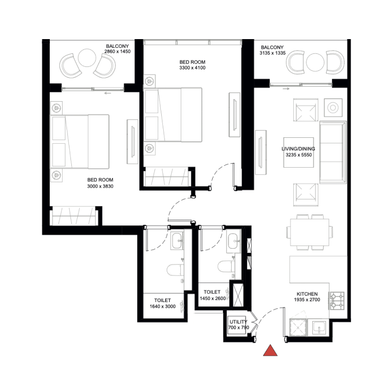 2 bedroom plan