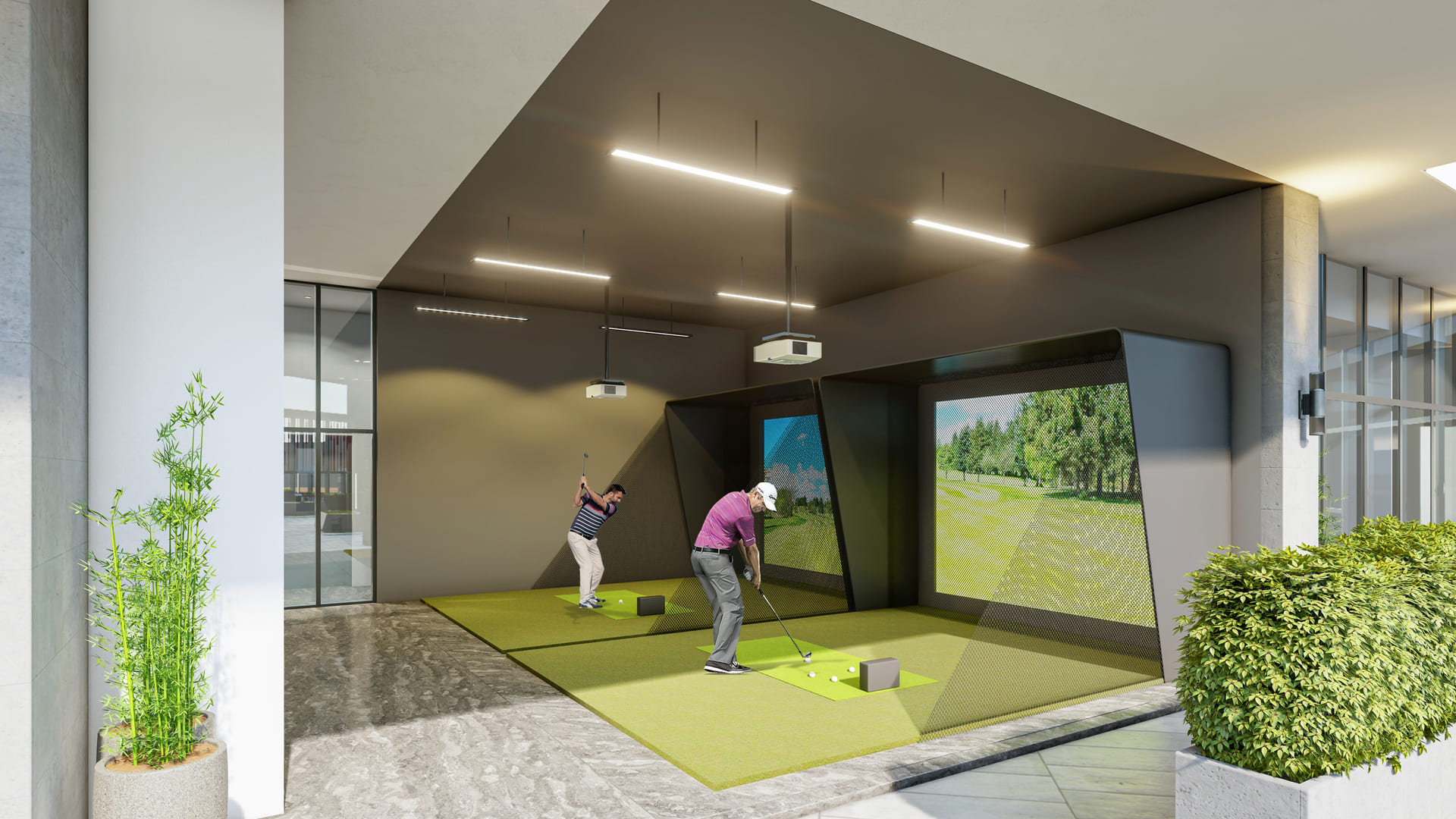 Hi-tech golf simulator amenity image
