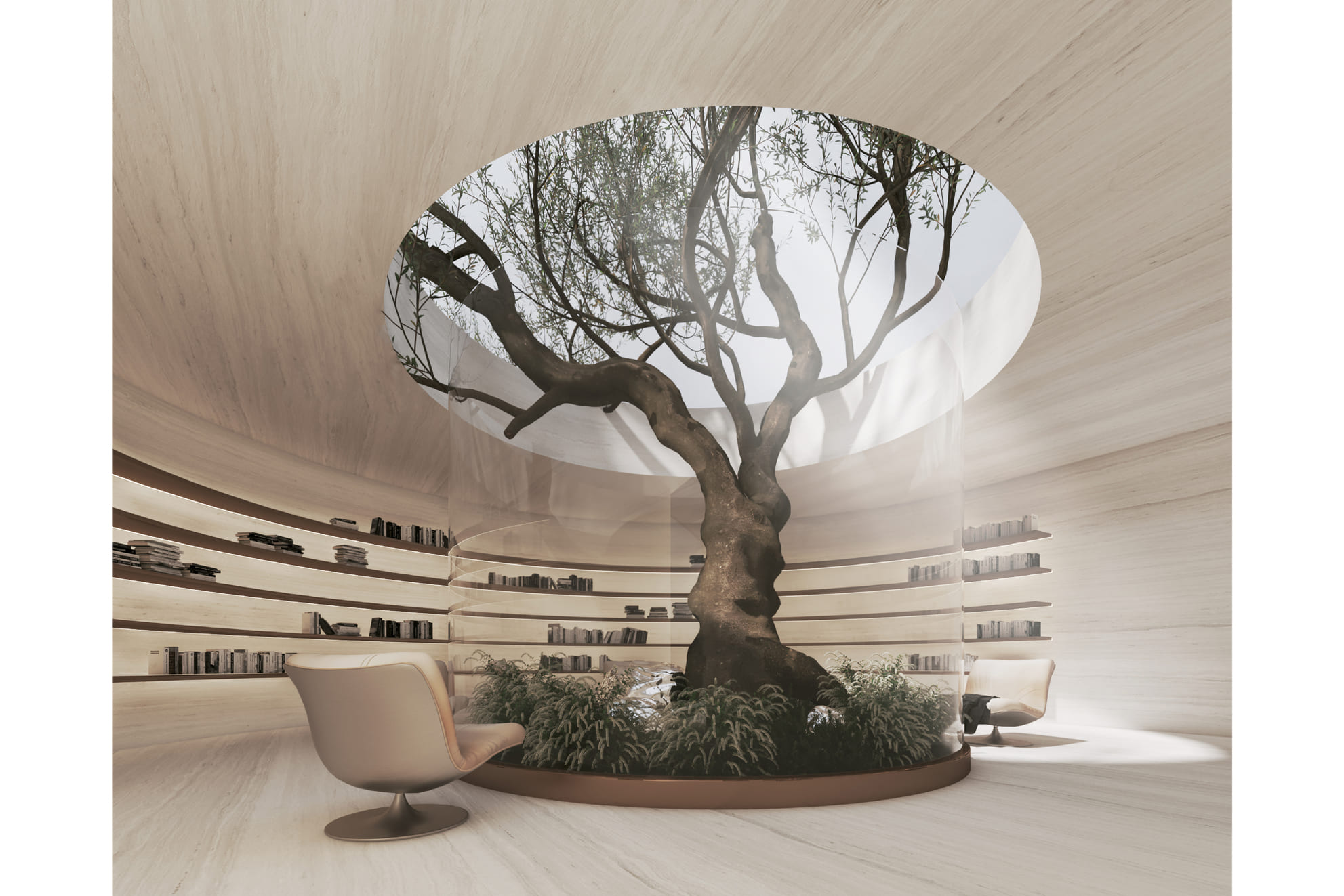 The naturally lit 24-hour Business Centre is equipped with ergonomic seating and a circular reference library amenity image