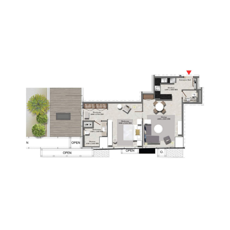 1 bedroom plan