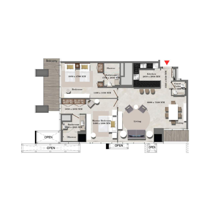 2 bedroom plan