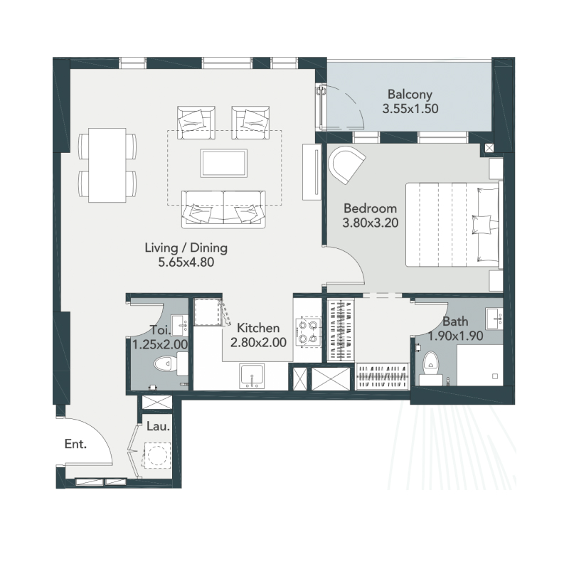 1 bedroom plan