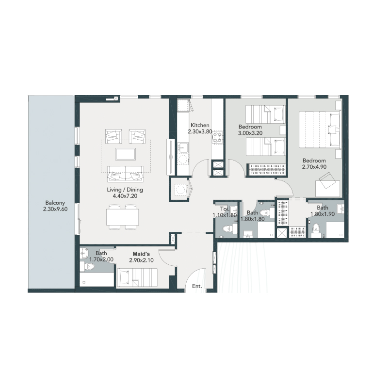 2 bedroom plan