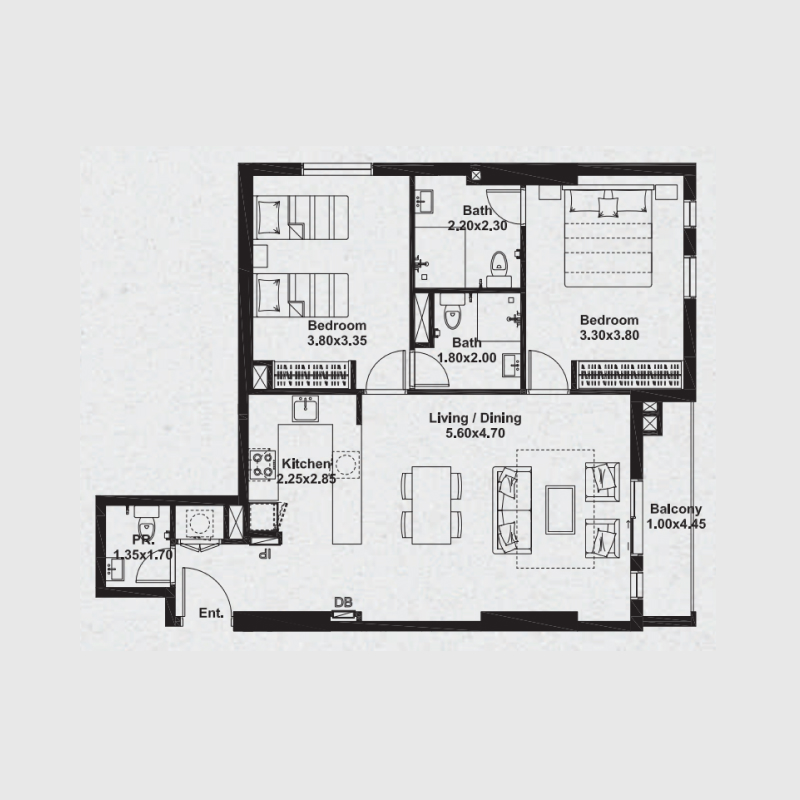 2 bedroom plan