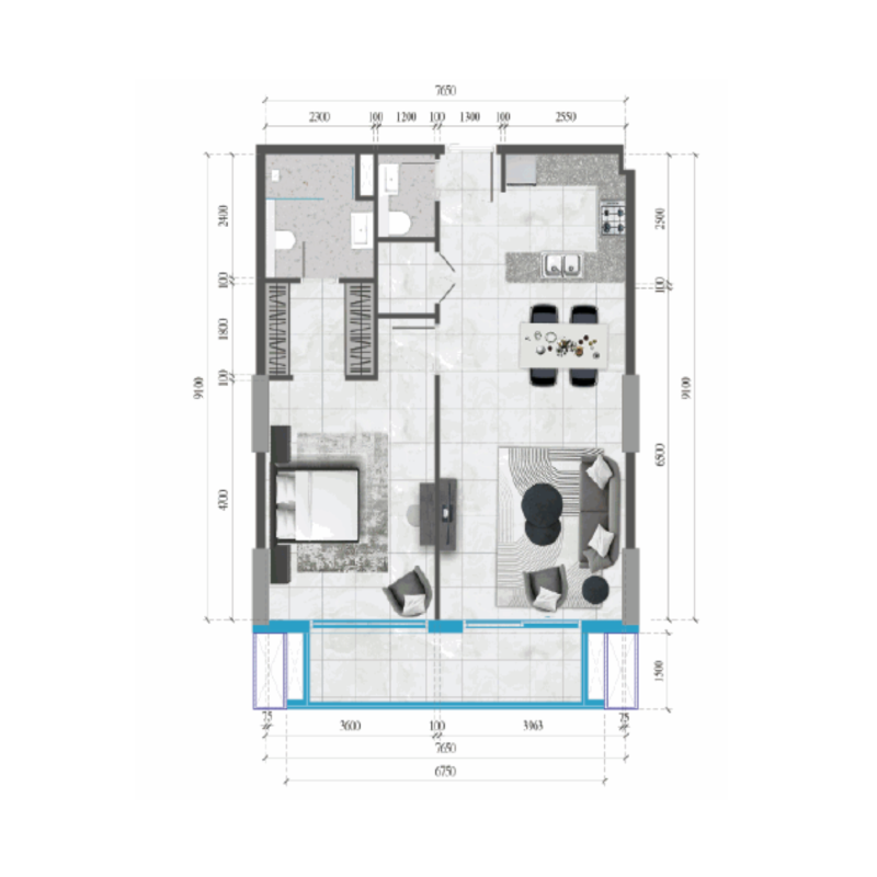 1 bedroom plan