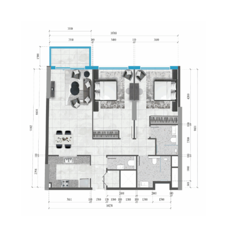 2 bedroom plan