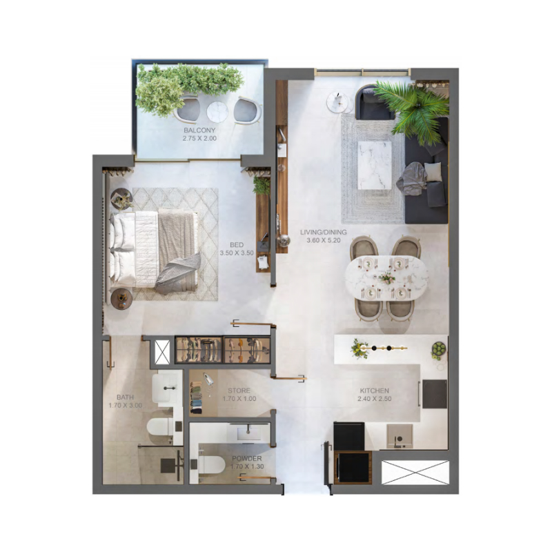 1 bedroom plan