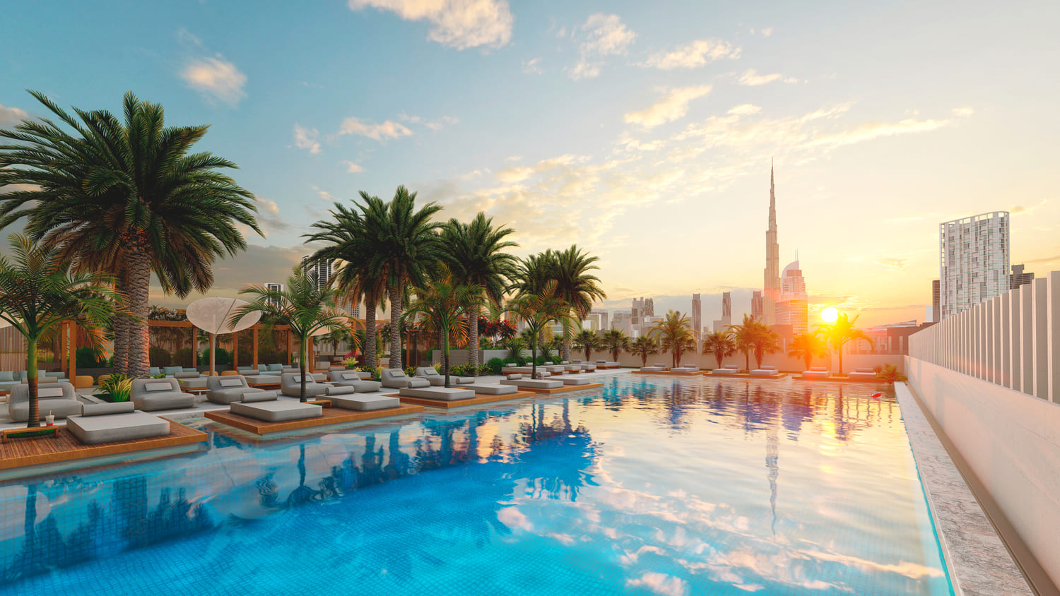 Pool & sun deck with Burj Khalifa views amenity image