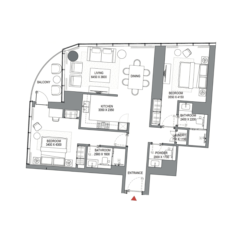 2 bedroom plan