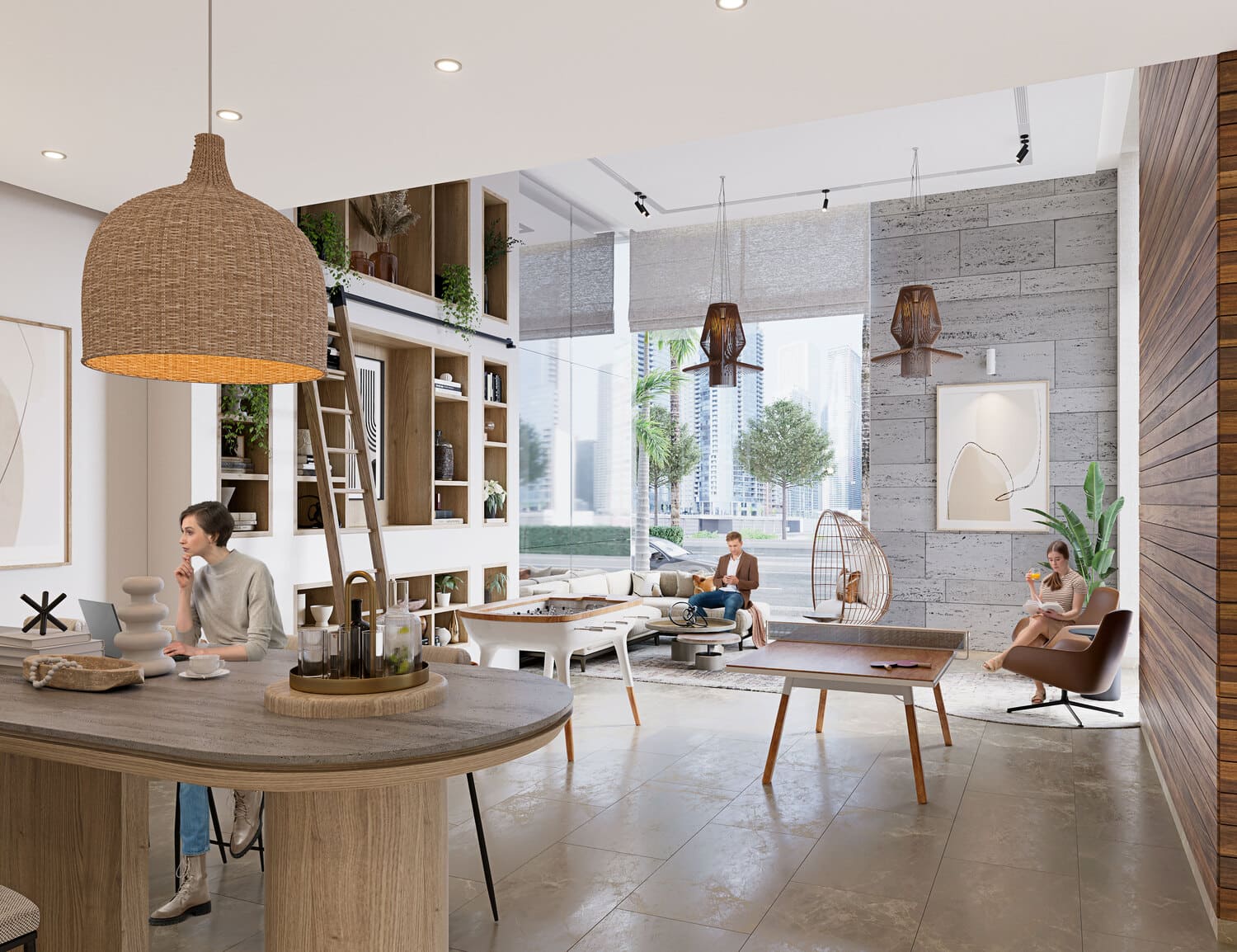 LOBBY & LOUNGE WITH FULL-HEIGHT OPEN LIBRARY amenity image