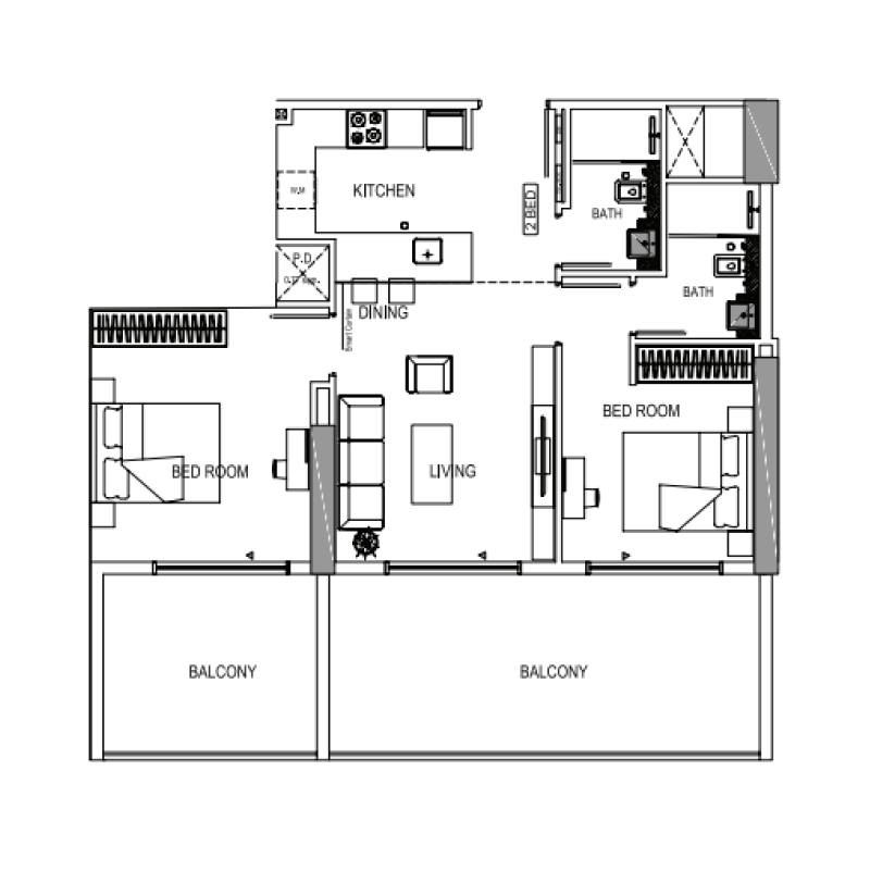 2 bedroom plan