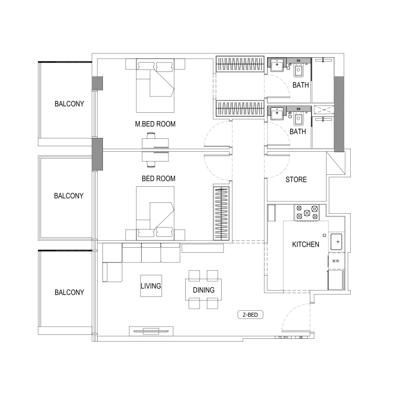 2 bedroom plan