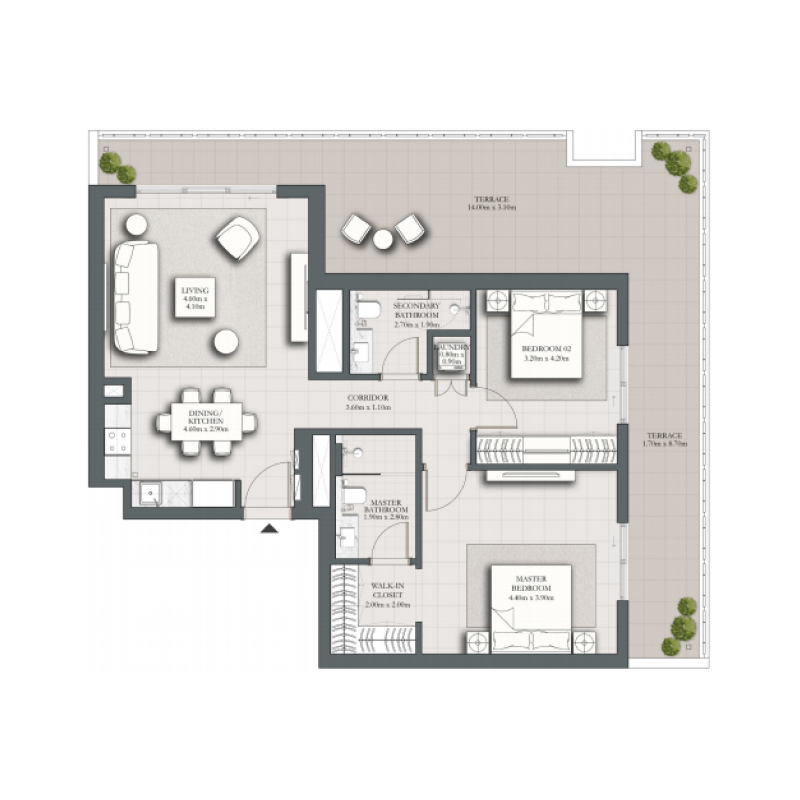 2 bedroom plan