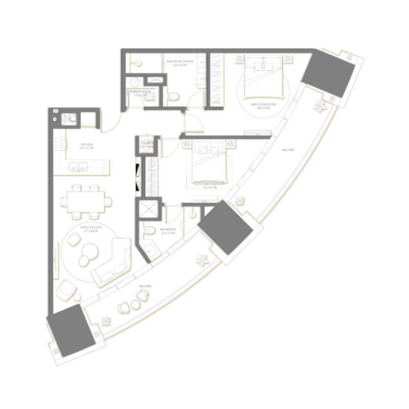 2 bedroom plan