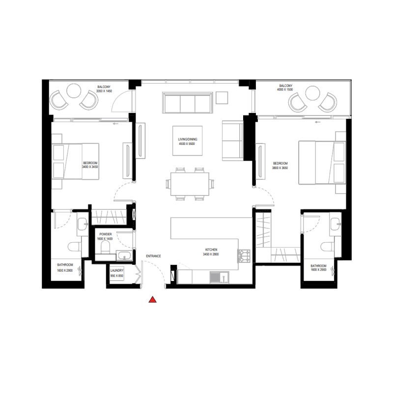 2 bedroom plan