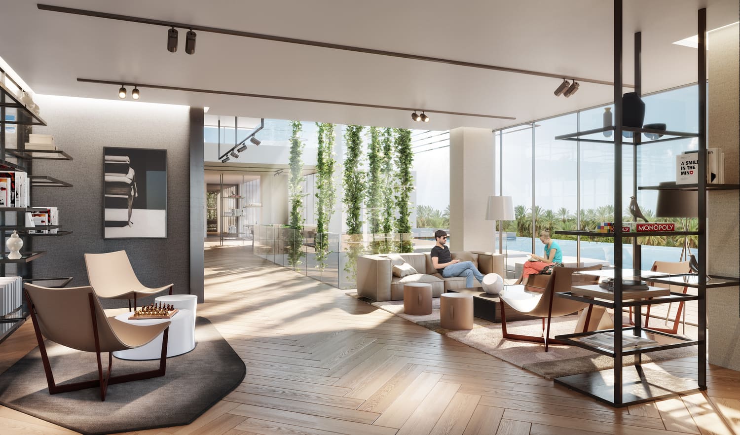 Lobby with seating/working stations amenity image